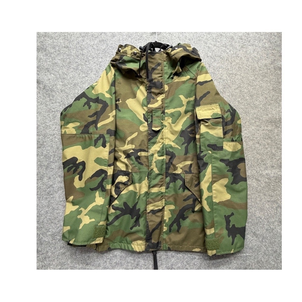 Tennessee Apparel ECWCS Cold Weather Parka Woodland Camo Nylon Jacket Large Reg